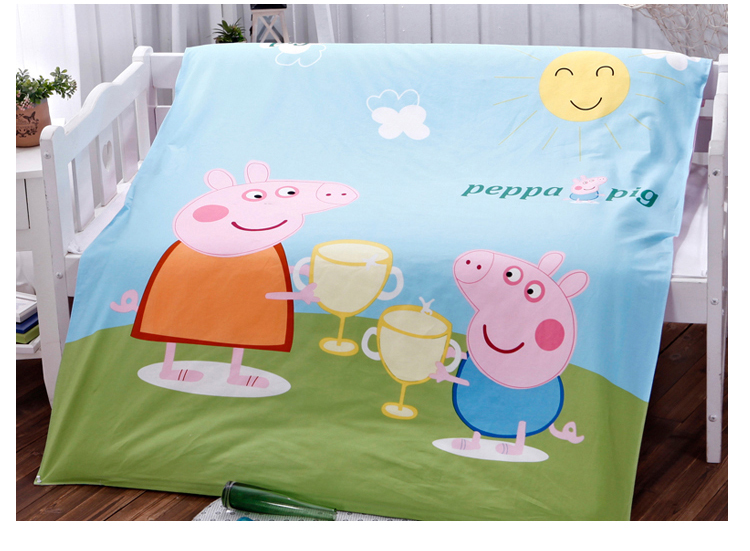 Bông mẫu giáo quilt ba mảnh thiết lập với lõi sáu miếng bông lợn Peggy trẻ em quilt cover bộ đồ giường bé