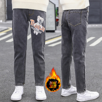 Girl Plus Suede Jeans CUHK Child Han Version Winter New Integrated Suede Girls Long Pants Thickened Children Pants Tide