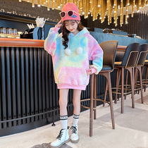 Girls sweater thickened 2021 Autumn winter dress new CUHK Girl girl Ocean Gas Childrens baby lamb sweater