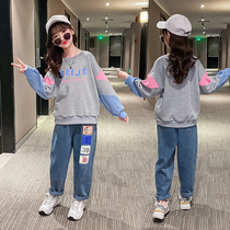 Girl Spring Clothing Suit 2022 New Internet Red CUHK Child Girls Leisure Sports Two Sets Of Korean Edition Childrens Clothes