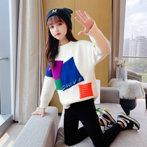 Girls autumn clothes sweater 2021 new Korean version CUHK Girl girl Ocean Gas Childrens Spring and Autumn Knitted Thread Clothing Tide