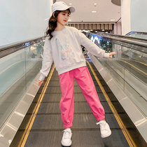 Girl Casual Suit 2022 New Spring Dress CUHK Children Ocean Gas Girl Spring Autumn Net Red Trendy Two Sets