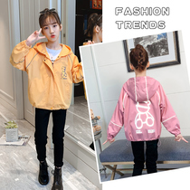 Girl Spring Autumn Jacket Nets Red Ocean Air 2021 New Korean Version Girls Autumn Clothing Children CUHK Childrens Jacket Blouses