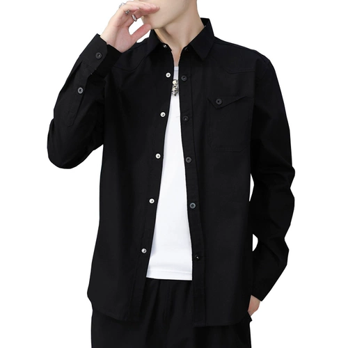 Хлопковая джинсовая утепленная демисезонная рубашка для отдыха, в корейском стиле, облегающий крой