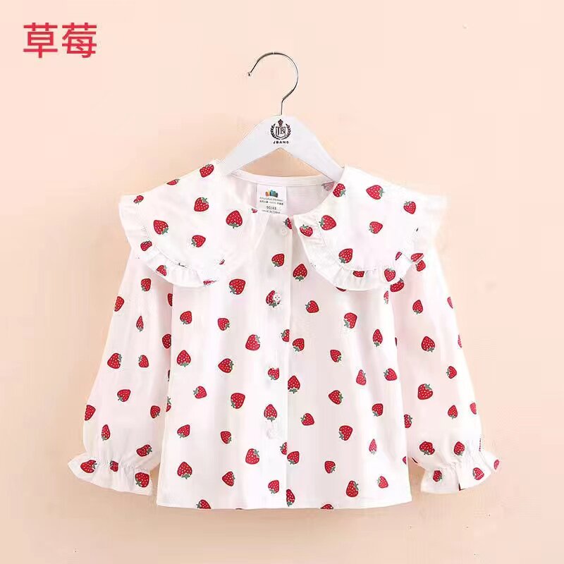 Girl Pure Cotton Shirt Spring And Summer Thinnest Baby Dress Baby Dress Baby Long Sleeve Blouse Children Han Version Casual Inner Hitch Wave