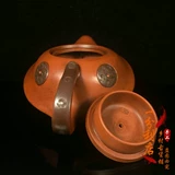 Исин, ​​оригинальный минеральный фиолетовый глиняный чайник, утечка, ручная работа, Wei Xiliang, двухцветная колонка Maning, плоский чайник, чайный сервиз, серия чайников