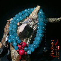 Antique antique Qing Dynasty old crystal round beads face beads turquoise crystal 108 beads necklace Neckwear Collection
