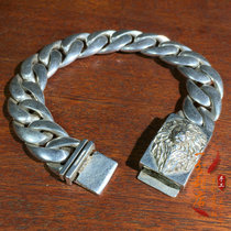 Antique collection old silver bracelet male domineering old chain lion head bracelet tiger year birth year gift silver jewelry