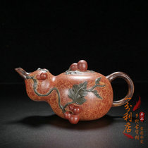Yixing old purple sand pot pure handmade famous Jiang Rong draws Fulu pot raw ore section sand mud household tea set to make tea pot