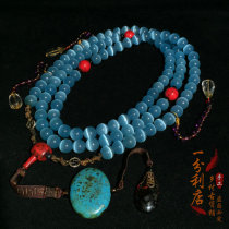 Antique Wenwan jade jewelry Ming and Qing Dynasty old opal crystal turquoise Chaozhu 108 necklace collection neck ornament