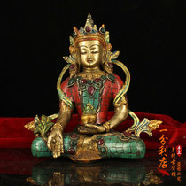 Pure copper Pharmacist Buddha ornaments Tibetan Buddha statues Nepal handmade inlaid Turquoise gem Feng Shui Sambo Buddha ornaments
