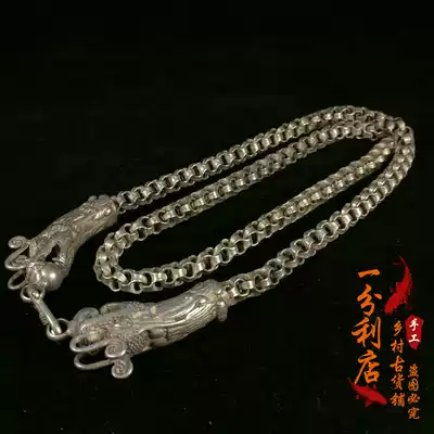 National style handmade old silversmith Nepal Ssangyong silver necklace men's hands and women's handstrings Silver Square gift silver jewelry