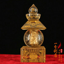 Antique Tibetan Tibetan legend old crystal stupa Large diamond relic stupa body protection Old object collection
