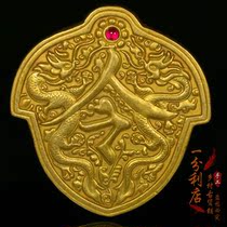 Antique antique pure copper gilt solid token Daming royal gift general warrant pendant retro hand ensign old collection