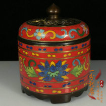Antique collection pure copper traditional handmade cloisonne cloisonne silver wire pattern enamel color incense burner purification Buddhist ornaments