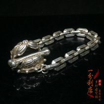 Ancient Playing Antique Collection Old Silver Artisan Entirely Handmade Bully Dog Silver Chain Bracelet Male Hand Strings Female Ben Silver Handmade Accessories