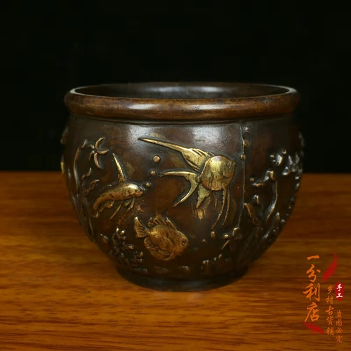 Антиквариат чистого медь малая ручка для мытья ручки Серые цилиндры