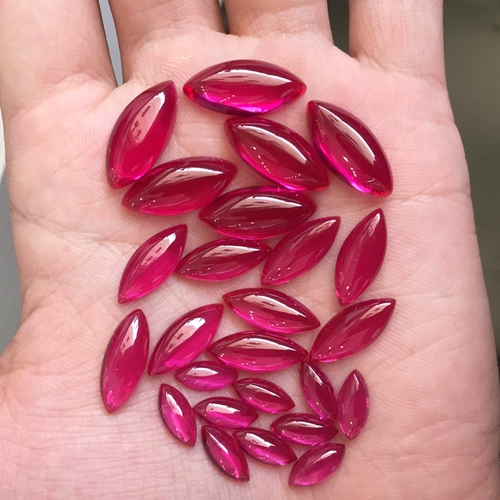 红刚玉 Двусторонние рубиновые наклейки для ногтей, синтезированный драгоценный камень для кольца, инкрустация камня