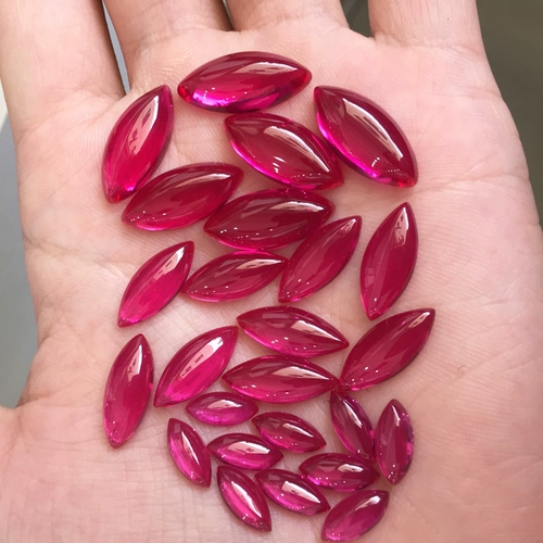 红刚玉 Двусторонние рубиновые наклейки для ногтей, синтезированный драгоценный камень для кольца, инкрустация камня