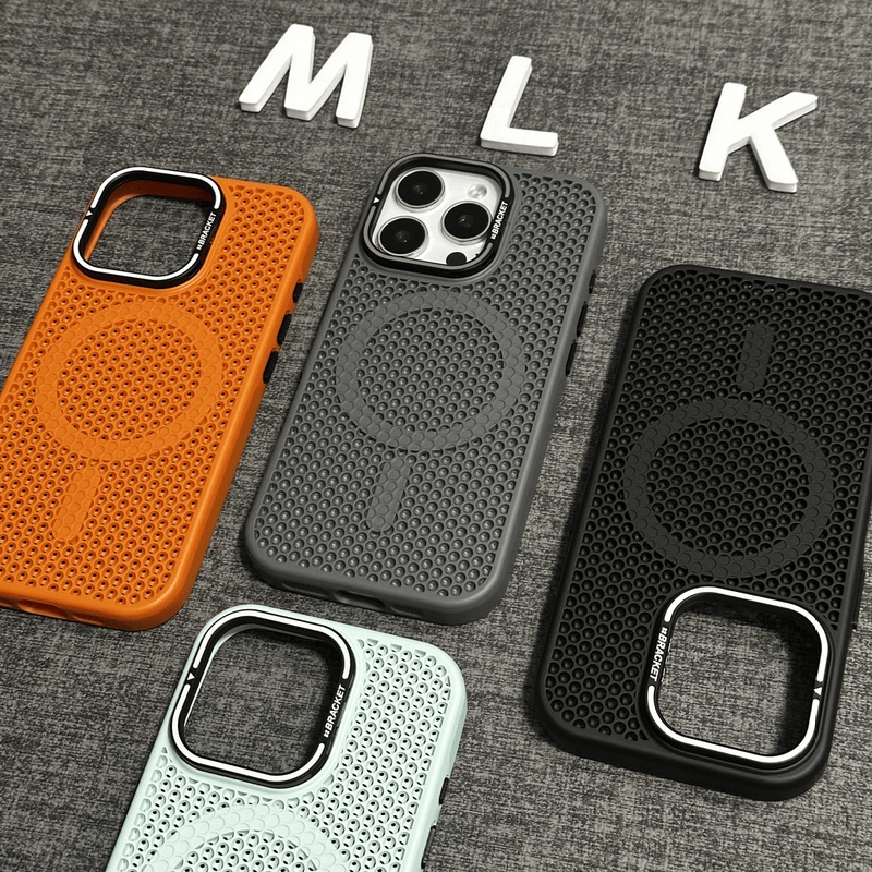 ins Wind Heat Dissipation Suitable for iPhone 16 Pro Max Magnetic Apple 15 Mobile Phone Case Frame Holder 16 Pro Anti-Fall New 15 Anti-Fingerprint 12 High-End Sense 13 Men and Women 14 Soft Edge Silicone All-Inclusive