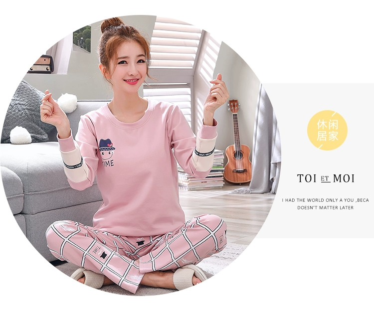 Đặc biệt hàng ngày những người yêu thích mùa xuân và mùa thu mùa đông đồ lót nữ dài tay cotton nam quần cotton hoạt hình bộ đồ ngủ bộ đồ ngủ ngộ nghĩnh