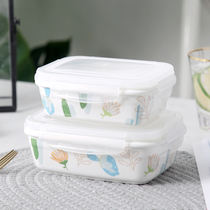 Ceramic lunch box fresh Bowl student office worker Bento Box large sealed with lid storage box microwave oven single pack