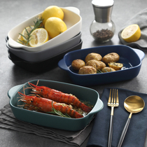 Nordic Ceramic Dishes Home Double Ear Baking Pan Oven Tray tray Oven Tray Restaurant Cheesemeal Tray Deep Tray