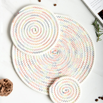 Creative Eco home Dining Pad Anti-Burn Table Mat Heat Insulation Mat Sun Style Thickened Cup Mat Pan Padded Dining Cotton Thread Table Mat