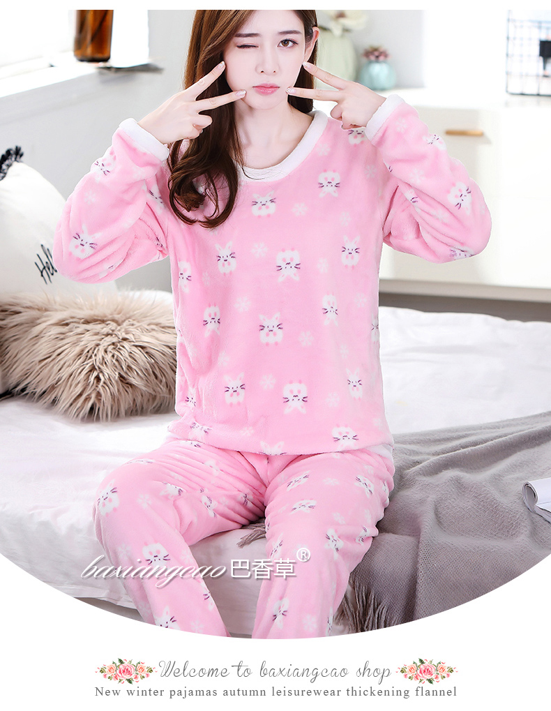 Mới mùa thu và mùa đông phụ nữ nhung san hô đồ ngủ dài tay flannel phụ nữ dịch vụ nhà dày san hô lông cừu phù hợp mặc áo kiểu nữ đẹp tuổi 35