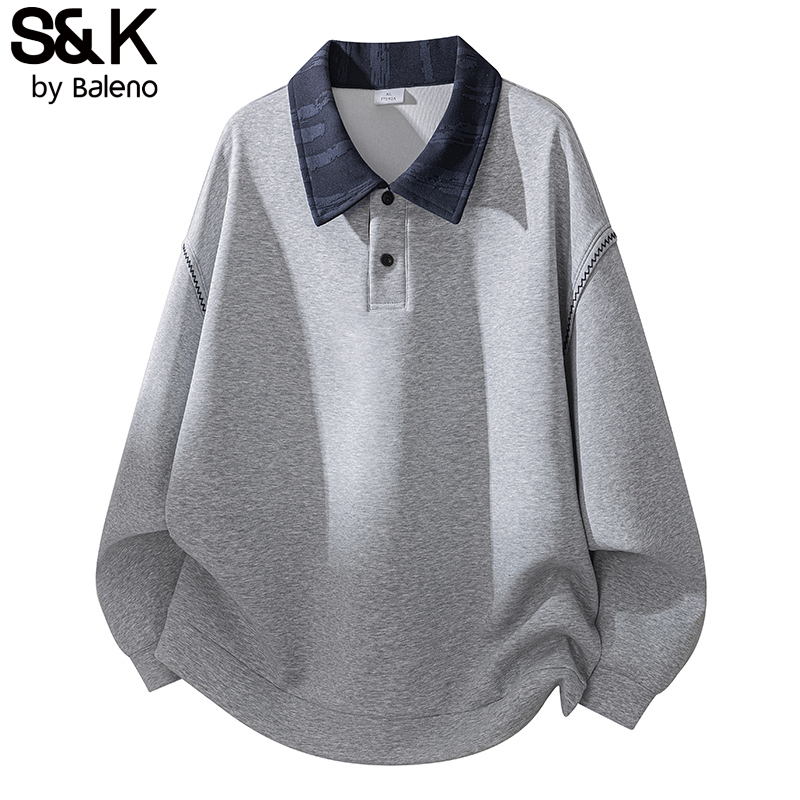 Baleno Color-Blocked Sleeve Polo Collar Sweatshirt for Men, Spring and Autumn 2026 New Model for Teenagers Baleno Color-Blocked Sleeve Polo Collar Sweatshirt for Men, Spring and Autumn 2026 New Model for Teenagers