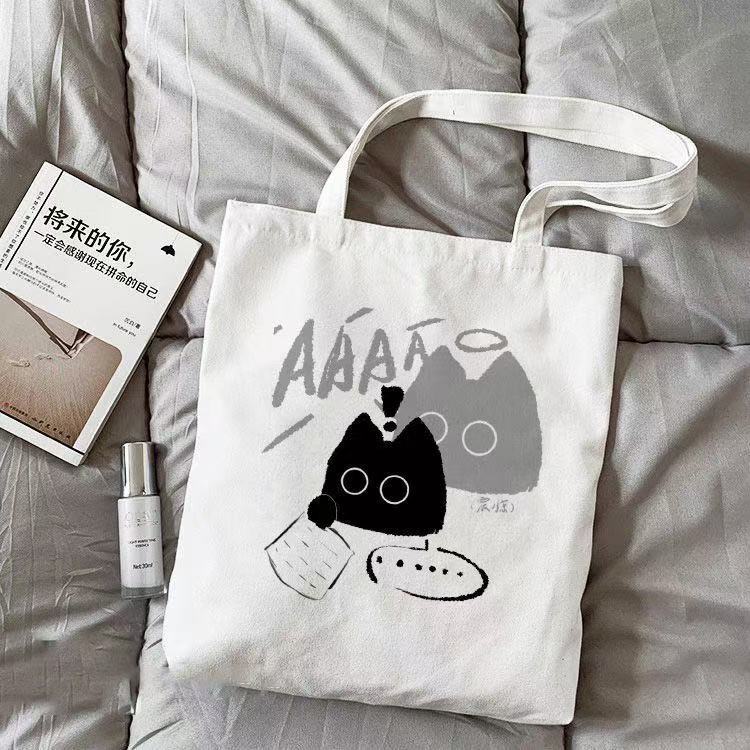The Lord of the Occult, Cthulhu, Cat Worm Canvas Bag, High-Quality, ins Student Book Bag, Large Capacity, Outdoor Tote Bag