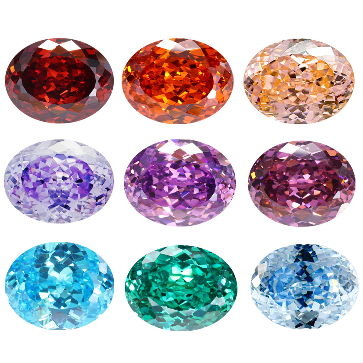 8×10mmの卵型鳥の巣カットジルコンダイヤモンド、キュービックジルコニアオーバルカット鳩の卵色の宝石