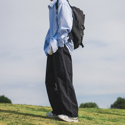 GOGOSOON Мужские повседневные брюки 2025, новые летние мужские прямые черные свободные длинные брюки Cleanfit