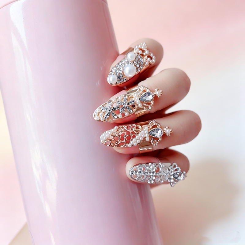 Vintage Nail Rings for Women, Adjustable Nail Covers, Beauty Nail Accessories, Wearable Rings for Performances, Dance, and Court-Style Jewelry