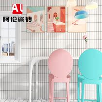 Allen tile long strip mosaic background wall tiles black and white gray kitchen bathroom non-slip matte floor tiles