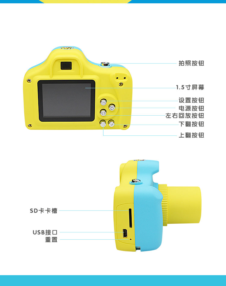 Máy ảnh mini DSLR quay video HD tại nhà với màn hình mini bỏ túi Máy ảnh kỹ thuật số dễ thương - Máy ảnh kĩ thuật số máy ảnh
