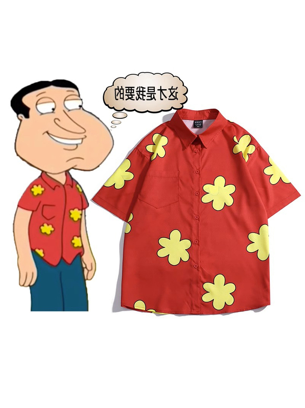 Geshan Maier's Same Red Shirt Clothes Trendy Brand Spoof House Giggity Ak Summer Short-Sleeved Shirt
