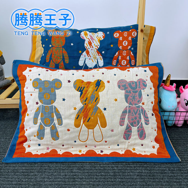 2021 new five-layer washed cotton pillow towel soft and breathable adult pillow towel 78*53cm home couple pillow towel