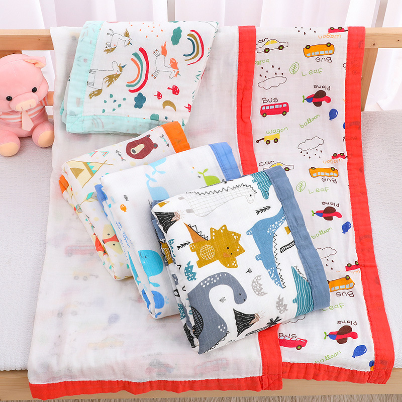 Four layers of gauze children are covered by pure cotton 2021 new cartoon bamboo cotton 40 printed soft water absorption towels