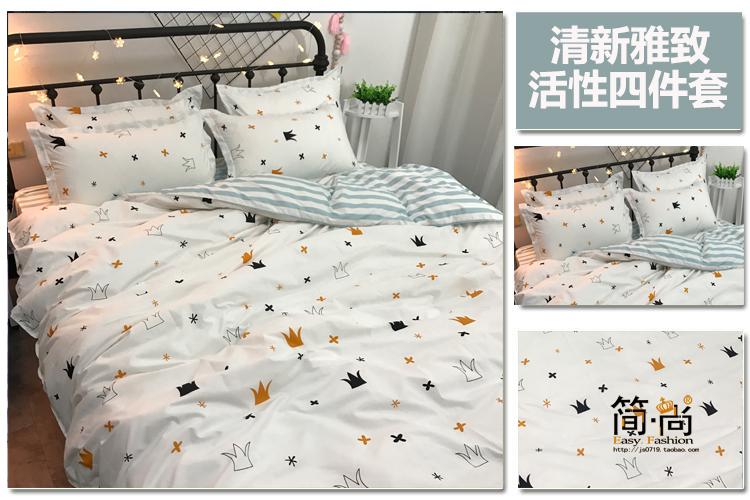 Phim hoạt hình đơn giản cá voi nhỏ bốn mảnh đặt 1,5 tờ 2.0 chăn đôi chăn 1,2m sinh viên ba mảnh bộ ga nệm