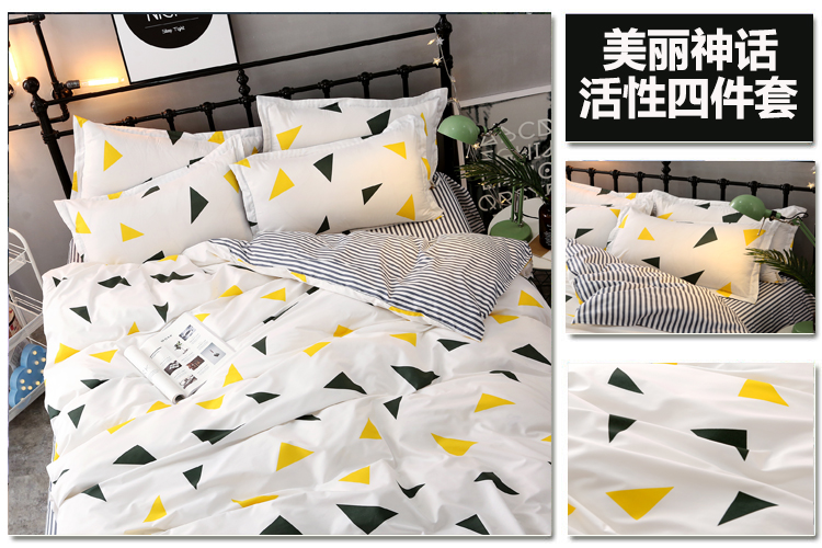 3 gia đình bốn sọc đen và trắng ngựa vằn nhỏ gọn Bắc Âu lanh kẻ sọc quilt 2.0 1.5 / 1.8m Bộ đồ giường - Bộ đồ giường bốn mảnh bộ ga gối everon