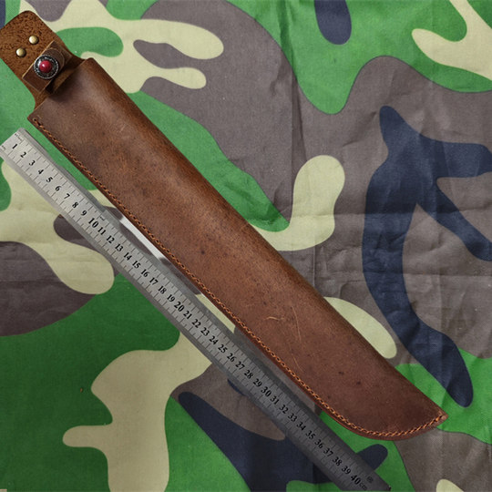 Funda de cuchillo de Damasco, funda protectora de piel de vaca, cuchillo fijo para exteriores, funda de cuchillo extra grande, funda de cuchillo de 40cm