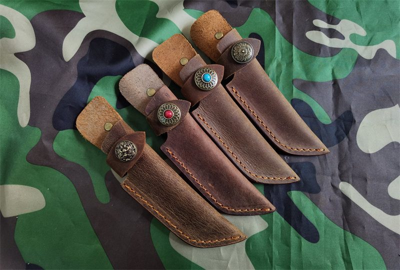 Knife sleeve general purpose cow leather knife sheath knife sheath protective sheath water fruit knife cover outdoor small straight knife shell genuine leather knife sheath