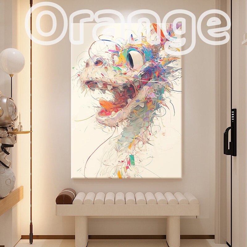 Hand-Painted Oil Painting Pollock Abstract Chinese Dragon Hand-Painted Oil Painting Cream Style Living Room Decorative Painting Niche Art Wall Art