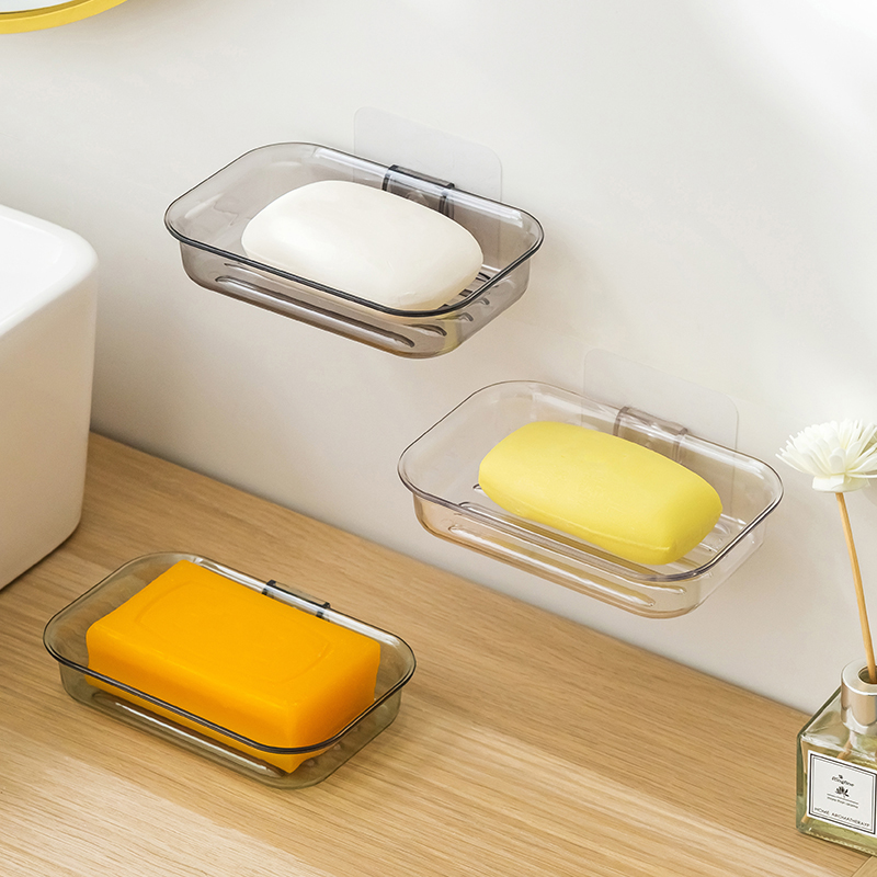 Wall-mounted Perforated Soap Box Home Soap Drain box Bathrooms PET Creative Soap Containing shelves-Taobao