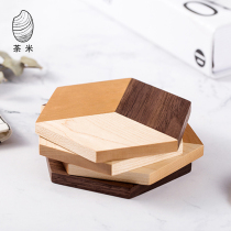 Solid wood coasters Nordic Japanese creative color black walnut cup holder heat insulation medical paper checkered bag catering Hundred