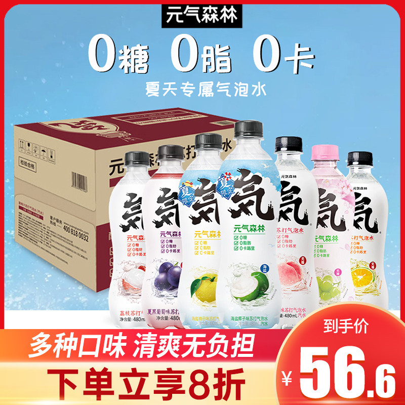 Yuanqi forest sparkling water 12 bottles 0 sucrose 0 fat 0 cal sea salt coconut flavor soda water beverage wholesale