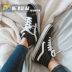 Quạt Vans cổ điển SK8-HI màu đen và trắng cao cấp nam và nữ giày trượt ván thông thường giày vải VN000D5IB8C - Plimsolls