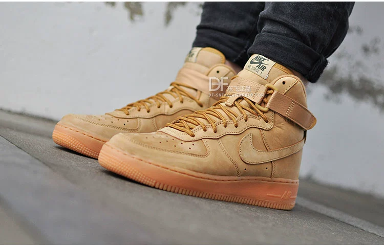 Nike Air Force1 Air Force One AF1 Đàn ông và phụ nữ Lúa mì màu nâu vàng Giày cao thấp 882096-200 - Dép / giày thường