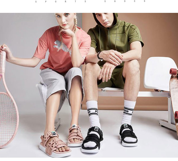 Puma Hummer mùa hè mới dán ma thuật giày bãi biển đen và trắng xanh nam giới và phụ nữ dép thể thao 365630-01-06 dép quai hậu nam 2021